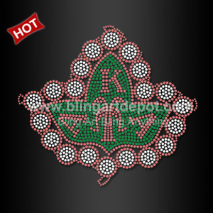 AKA with Ivy Leaf Iron on Rhinestone Transfer for Woman Shirts
